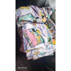 Vintage Disney Minnie Mouse Travel Flat Sheet 69" x 98" White Faded 100% Cotton